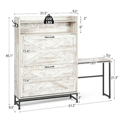Shoe Cabinet, Entry Home Shoe Cabinet, Entrance Balcony Storage Cabinet, Large Capacity Shoe Rack, White