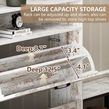 Shoe Cabinet, Entry Home Shoe Cabinet, Entrance Balcony Storage Cabinet, Large Capacity Shoe Rack, White
