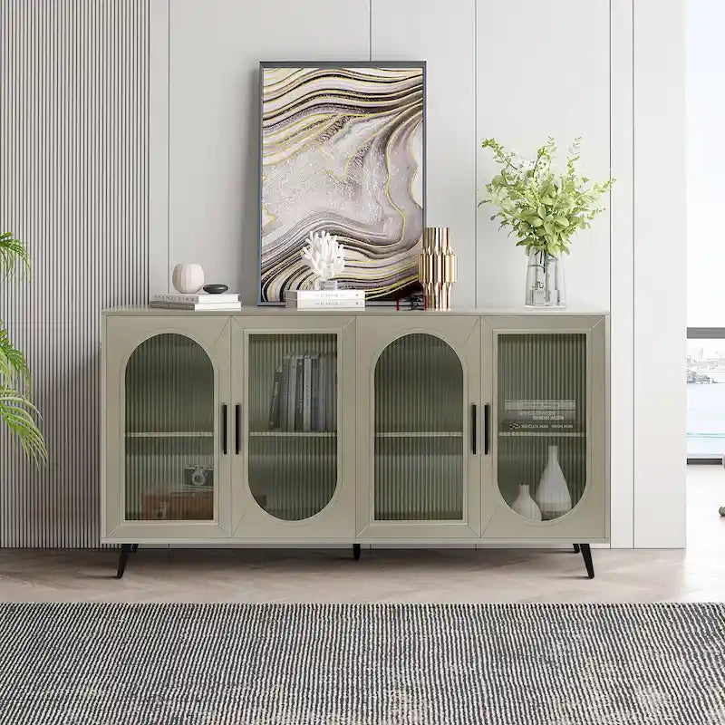 Wood TV Stand with Storage Cabinet