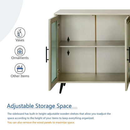 Wood TV Stand with Storage Cabinet