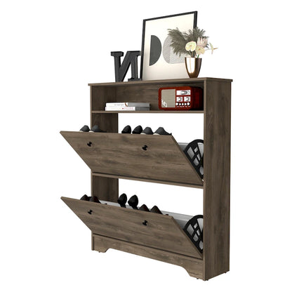 Shoe Rack , One Open Shelf, Two Extendable Cabinets