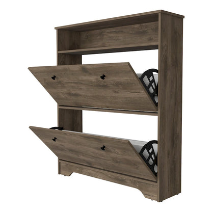 Shoe Rack , One Open Shelf, Two Extendable Cabinets