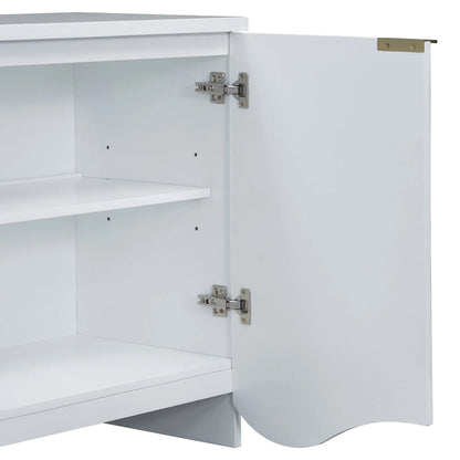 Vertical Stripes and Wavy Design of a Four-Door Cabinet Cabinet