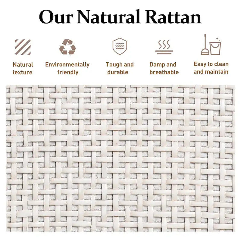 52.8 Rattan Sideboard, Boho Farmhouse Storage Cabinet with Adjustable Shelves, Accent Buffet Cabinet for Kitchen