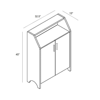 Wooden Two Door Shoe Cabinet with Four Interior Shelves fits 10 Pairs of Shoes for Living Room, Entryway, Bedroom