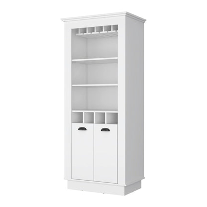 HomeRoots 70 White Bar Cabinet With Wine Storage