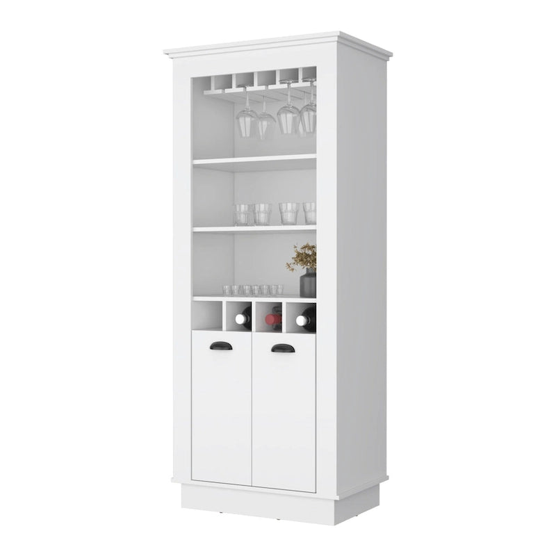 HomeRoots 70 White Bar Cabinet With Wine Storage