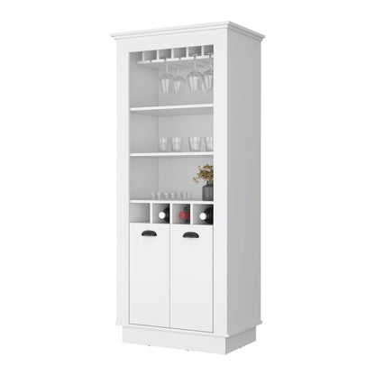 HomeRoots 70 White Bar Cabinet With Wine Storage