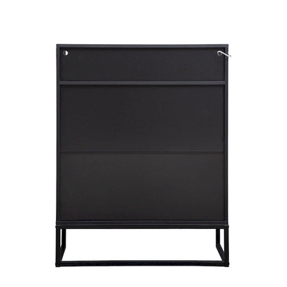 5-Tier Shoe Storage Cabinet, Wooden Shoe Cabinet with Doors Modern Shoe Organizer with Open Shelves