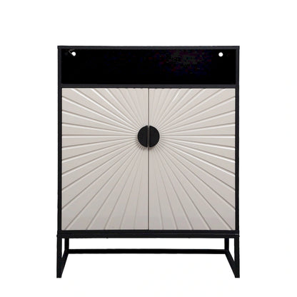 5-Tier Shoe Storage Cabinet, Wooden Shoe Cabinet with Doors Modern Shoe Organizer with Open Shelves