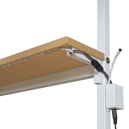 Twin Size Metal Loft Bed with Built-in Work Station, LED and Multiple Storage