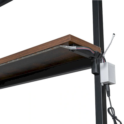 Twin Size Metal Loft Bed with Built-in Work Station, LED and Multiple Storage