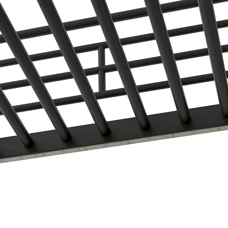 Full Size Metal Loft Bed with Desk & Small Wardrobe, Space-Saving LED Loft Bed Heavy Duty Bed Frame with Storage Staircase