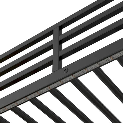 Twin Size Metal Wood Loft Bed with Desk, Shelves, LED Light, and USB Charging