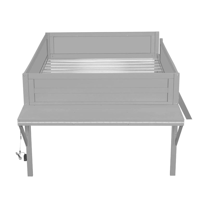 Full Size Wood Gaming Loft Bed with LED Desk & Storage (400lb Capacity)