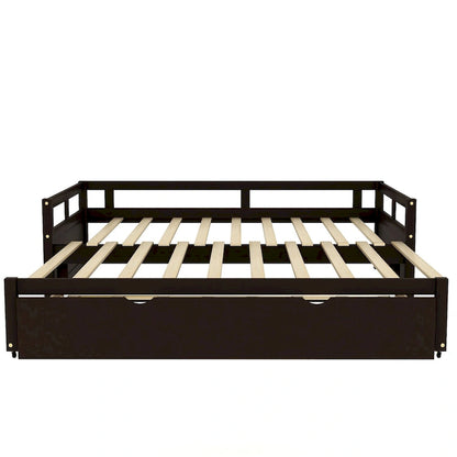 Black Pine Wood Twin Size Daybed with Trundle and Slat Kit - Elegant Design