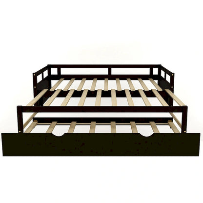 Black Pine Wood Twin Size Daybed with Trundle and Slat Kit - Elegant Design