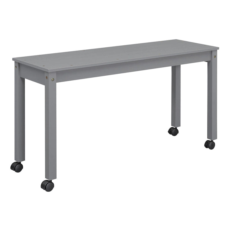 Gray Twin Size Solid Wood Loft Bed with Retractable Writing Desk and 4 Drawers, Lateral Portable Desk and Shelves