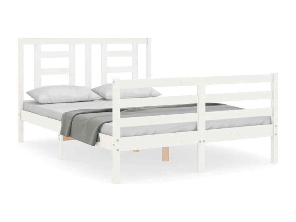 White Solid Wood Bed Frame, 140 x 200 cm - dlz1766461832485