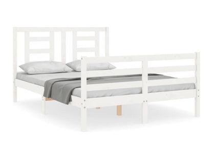 White Solid Wood Bed Frame, 140 x 200 cm - dlz1766461832485