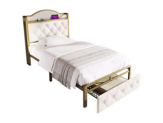 Beige Metal Mattress, 90 x 200 cm