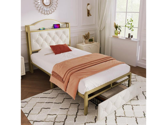 Beige Metal Mattress, 90 x 200 cm