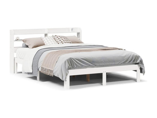 White Pine Wood Bed Frame, 140 x 190 cm