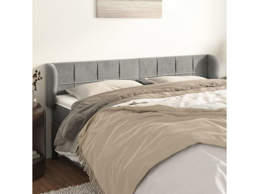 Gray Velvet Bed, 203 x 23 x 78 cm