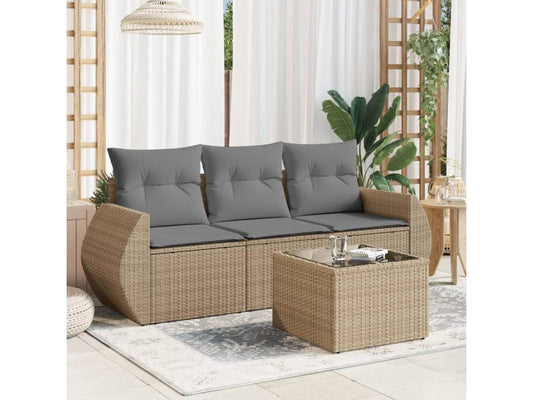 Beige Woven Resin Wicker Outdoor Furniture Set - dlz1766461571247