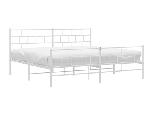 White Metal Bed Frame, 193 x 203 cm