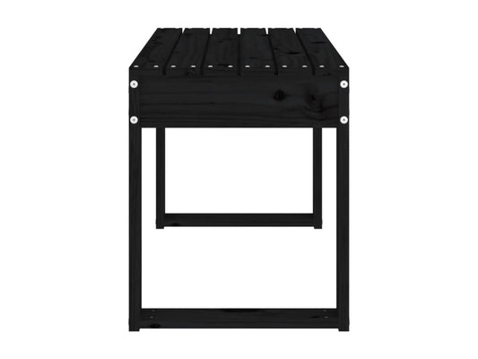 Black Solid Wood Bench, 80 x 38 x 45 cm