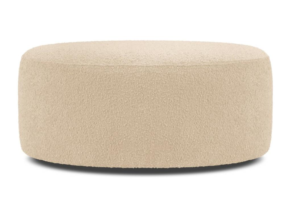 Beige Boucle Fabric Ottoman, 80 x 80 x 36 cm