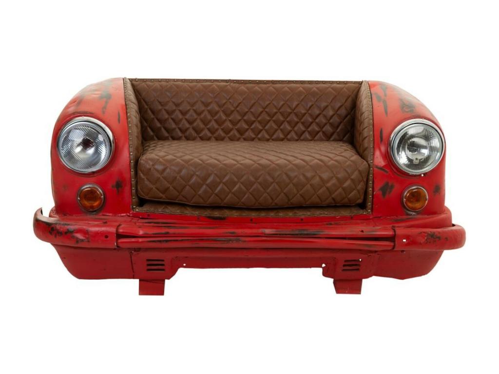 Red Metal Sofa, 157 x 68 x 68 cm