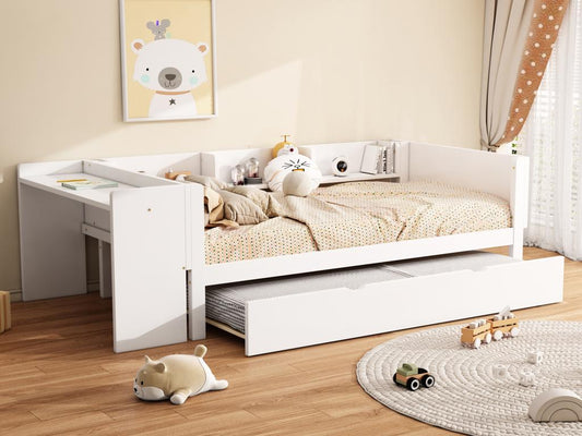 White Solid Wood Bed, 90 x 200 cm