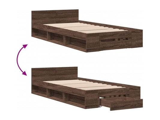 Brown Oak Wood Mattress, 90 x 190 cm - dlz1766461583462