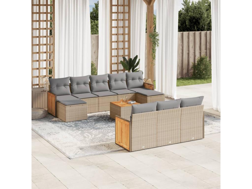 Beige Woven Resin Wicker Outdoor Furniture Set - dlz1766461772179