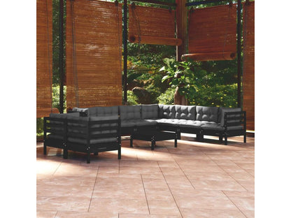 Black Pine Wood Outdoor Furniture Set