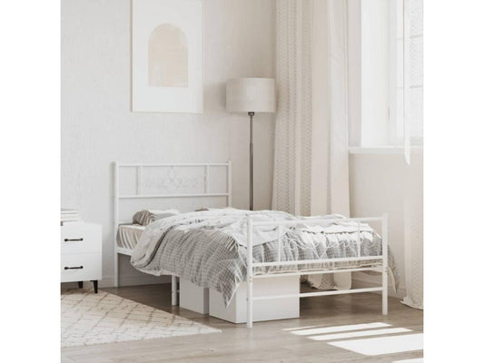 White Metal Bed Frame, 90 x 190 cm