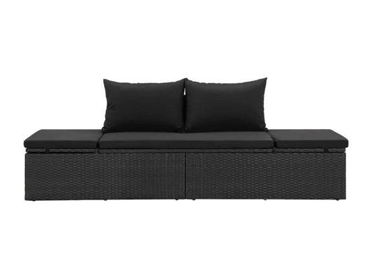 Black Chaise Lounge, 195 x 60 x 60 cm