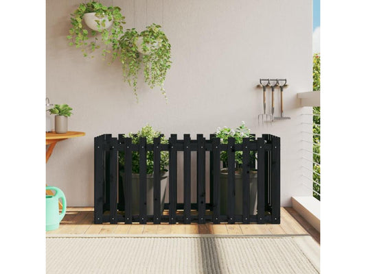 Black Pine Wood Bed, 150 x 50 x 70 cm