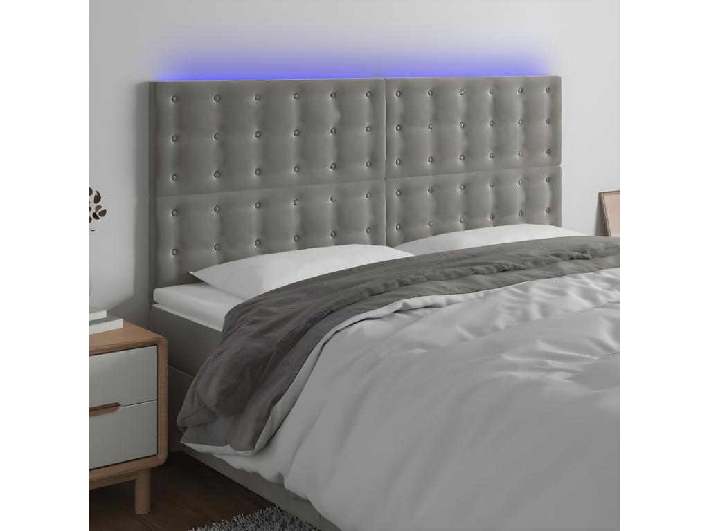 Gray Velvet Bed, 180 x 5 x 118 cm
