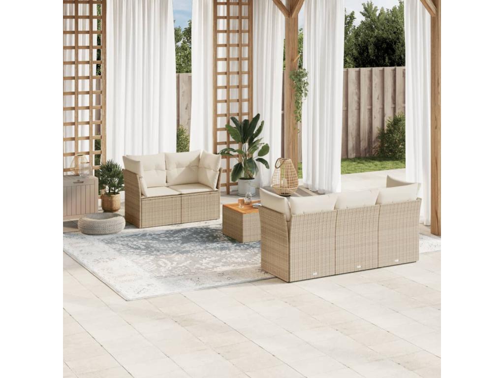 Beige Woven Resin Wicker Outdoor Furniture Set - dlz1766461872115