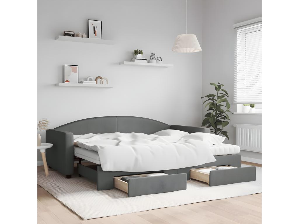 Gray Fabric Bed, 90 x 200 cm