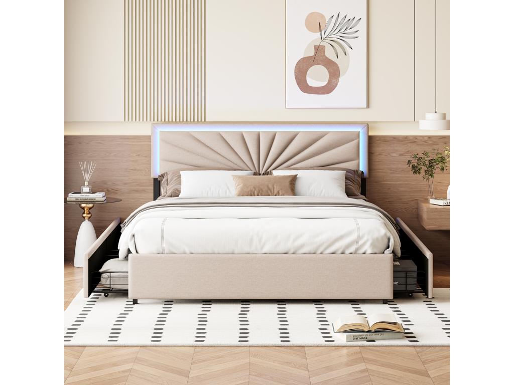 Beige Bed, 160 x 200 cm