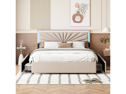 Beige Bed, 160 x 200 cm