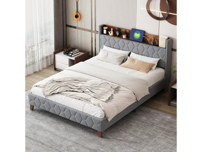 Gray Velvet Bed, 160 x 200 cm