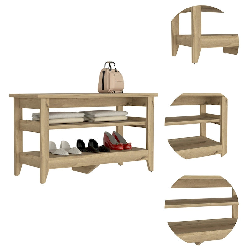TUHOME Misuri Storage Bench with 4 Legs and 2 Open Shelves