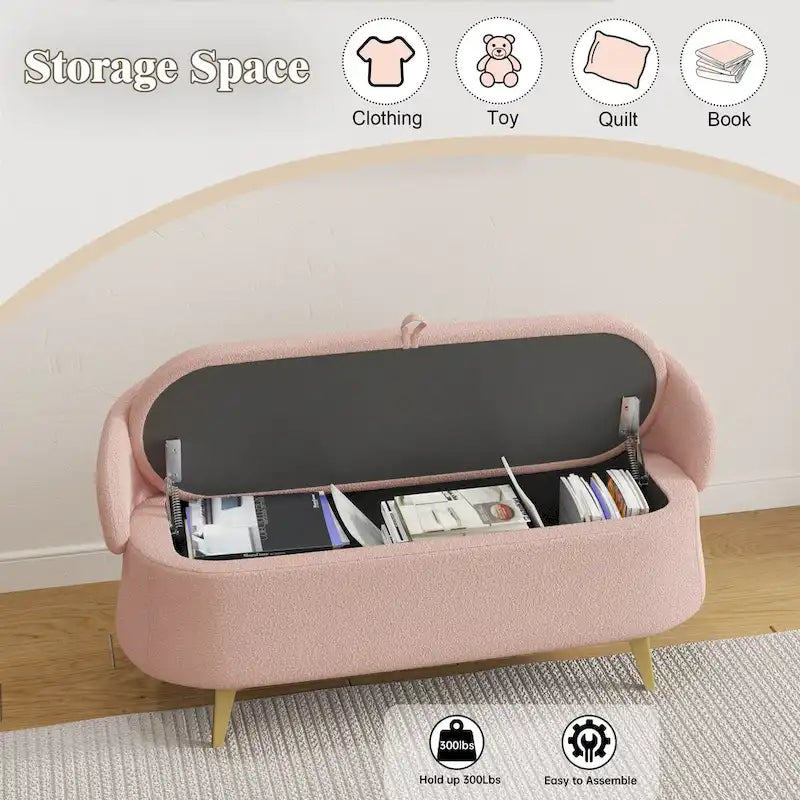 Teddy Fleece Storage Bed Bench
