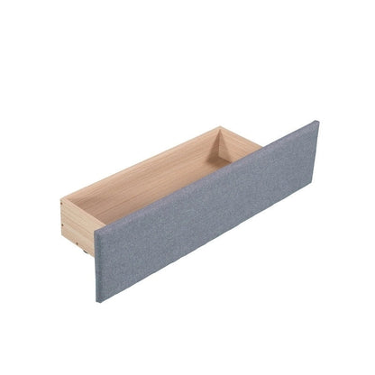 L Shaped Twin Daybed with Trundle, Upholstered Daybed with Storage Drawer, Double Twin Size Floor Platform Bed for Bedroom