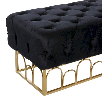 Metal Bench with Gold Base - Black - Roche River Decor - 20W x 49L x 18H